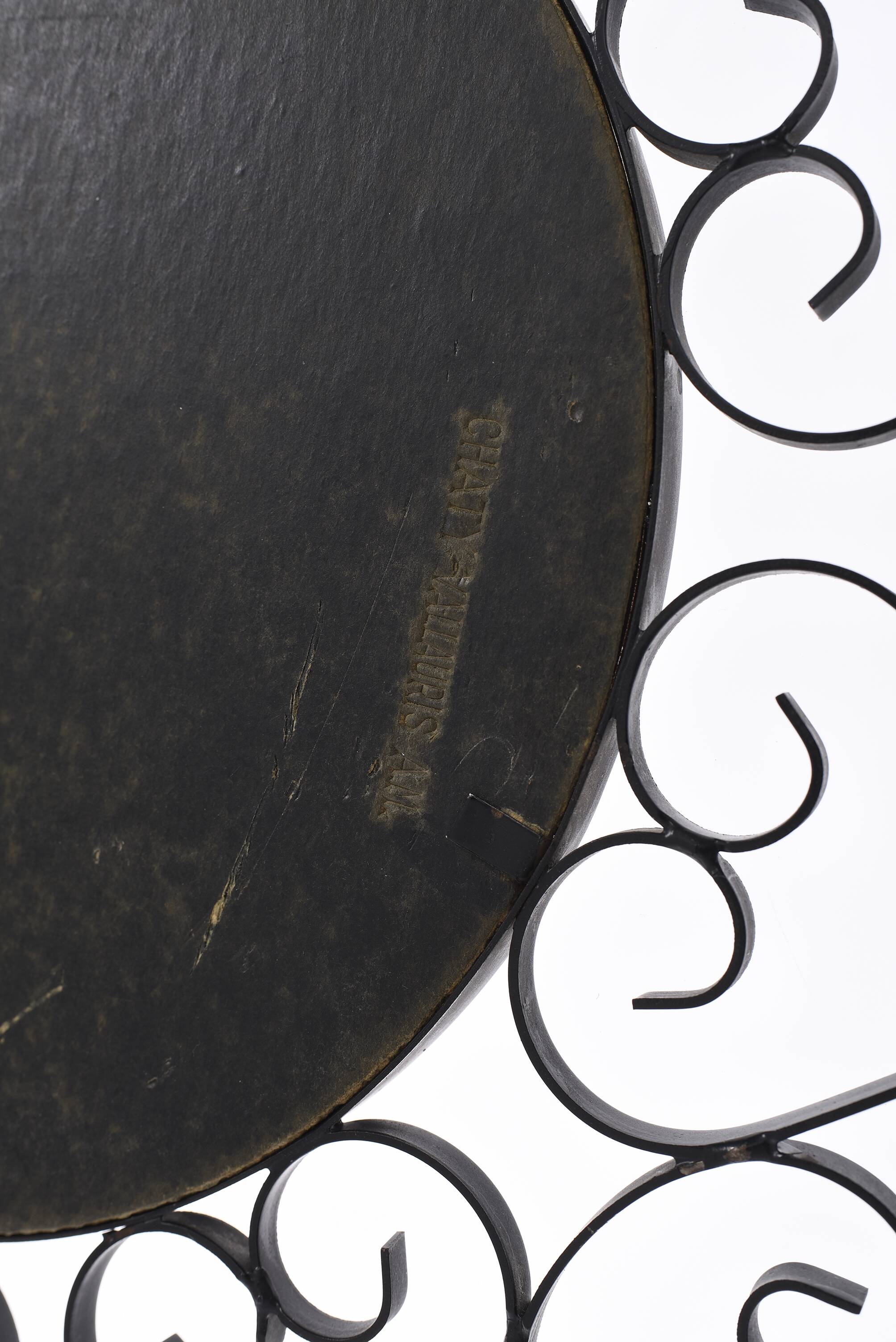 Chaty vallauris black mirror, wrought iron, 1950s