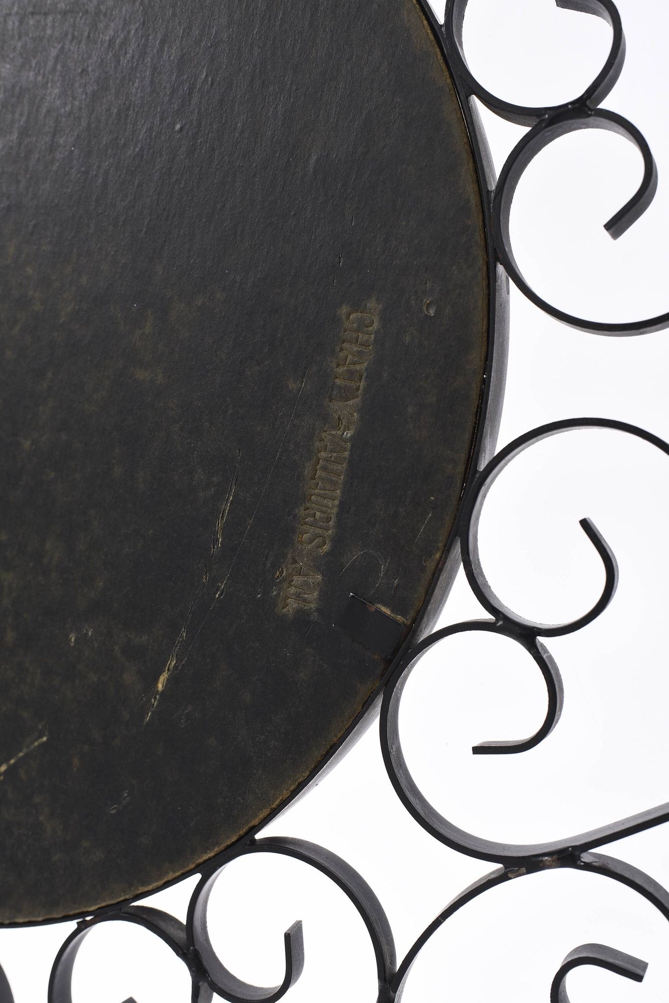 Chaty vallauris black mirror, wrought iron, 1950s