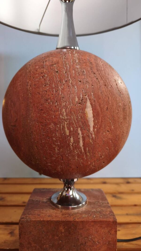 Lampe à poser en marbre rouge - style Barbier 1970