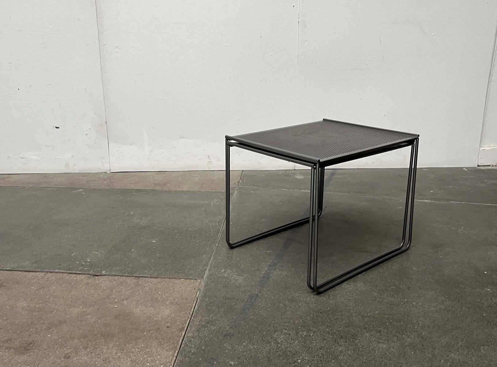 Postmodern perforated metal nesting side tables from Ikea, 1980s, set of 2.