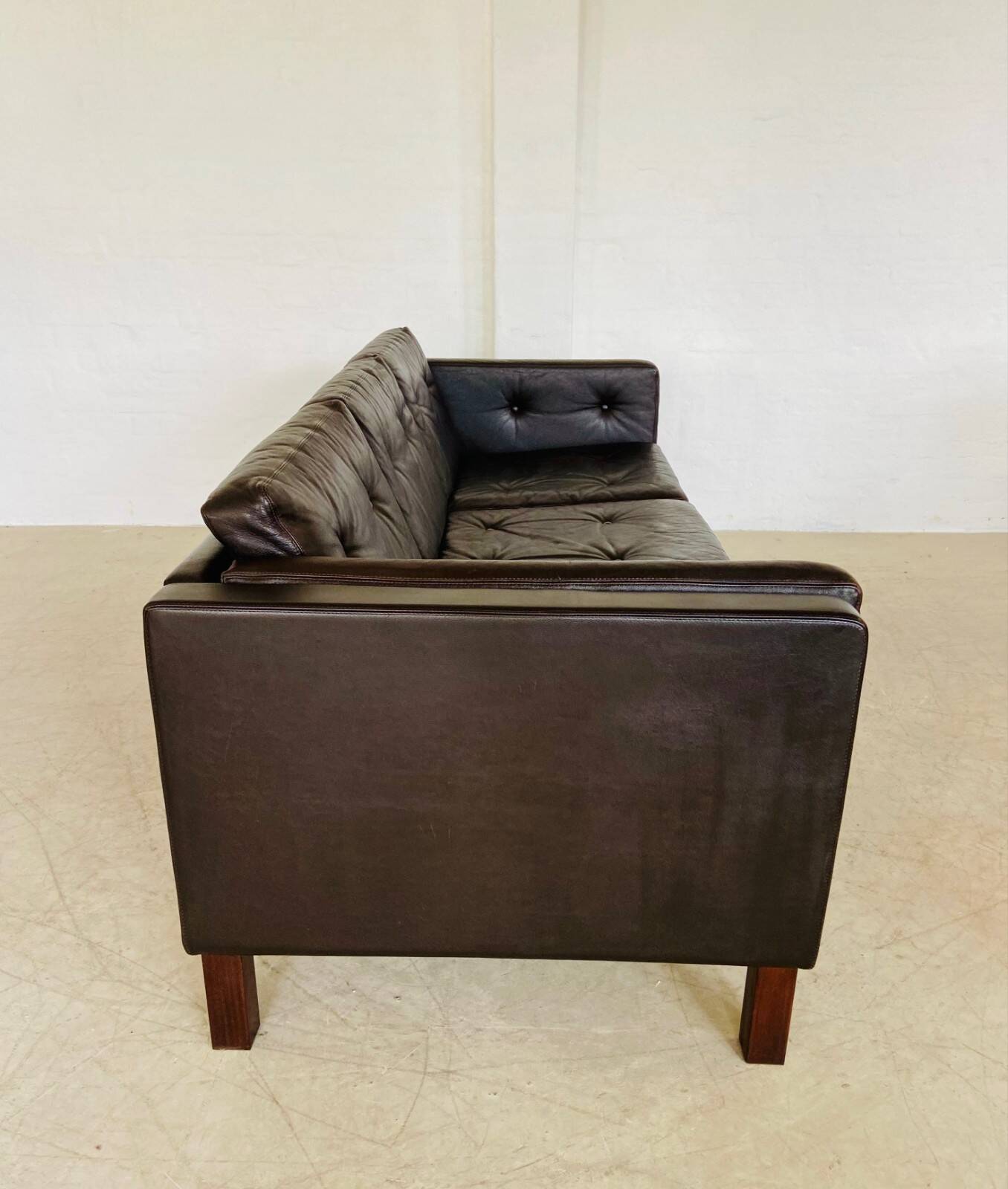 Vintage Danish Erik Jørgensen brown leather 3 seater sofa