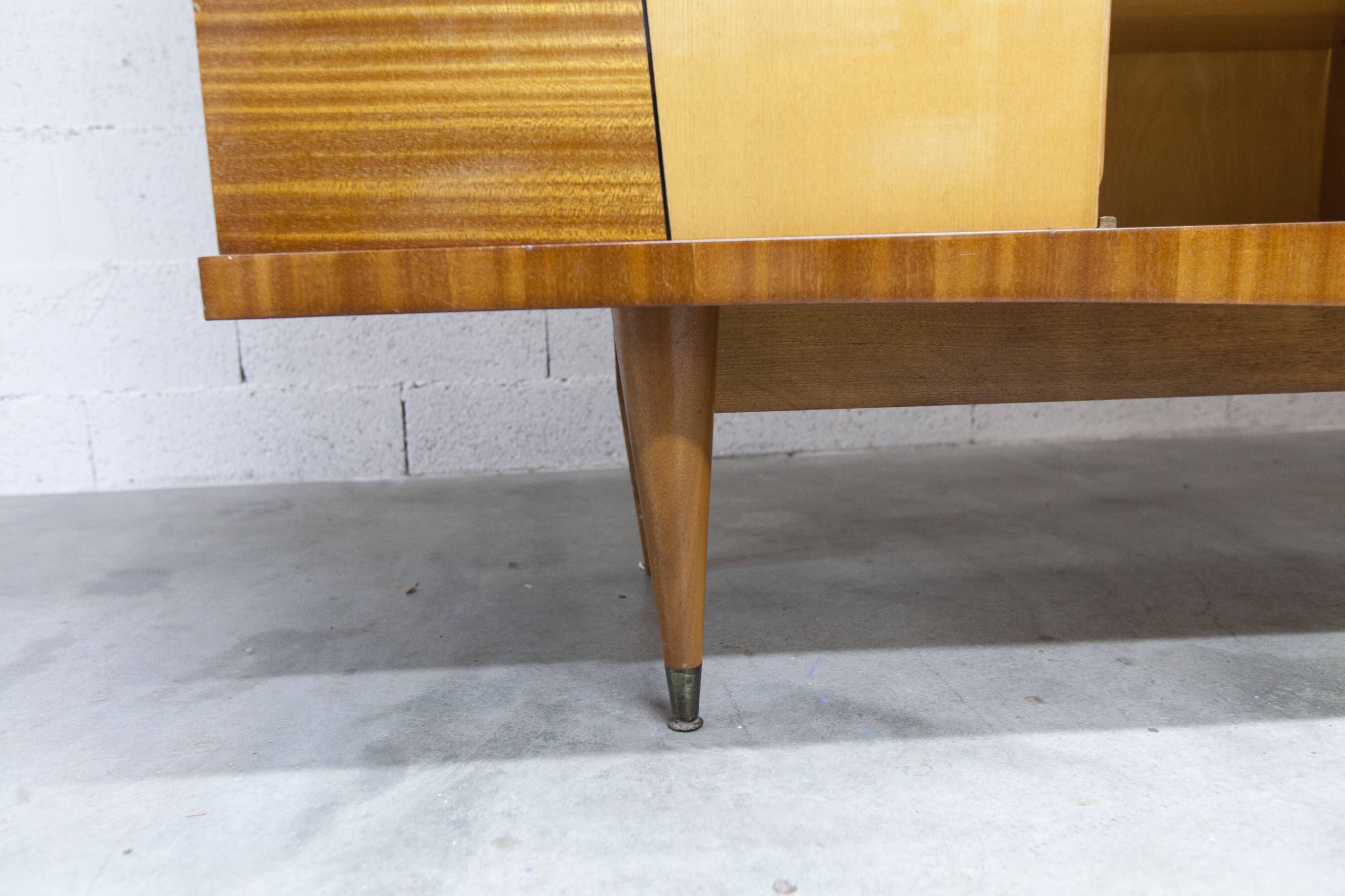 1960 Scandinavian wardrobe, atypical blond wood varnished, 4 doors 3