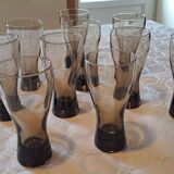 Set of 10 smoked glasses from the 60s/70s