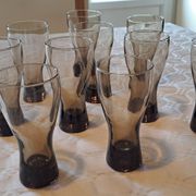 Set of 10 smoked glasses from the 60s/70s