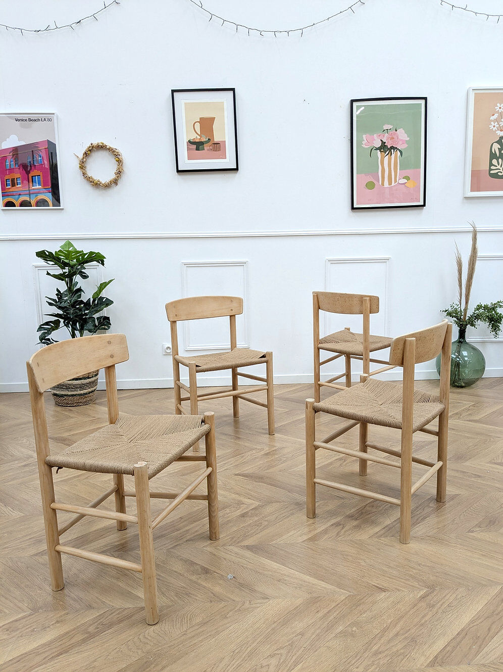 4 vintage Scandinavian chairs model J39 Folkestol