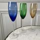 Set of 5 champagne flutes in colored glass 70s