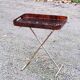 Gold metal side table with tortoiseshell lucite top from the 70s