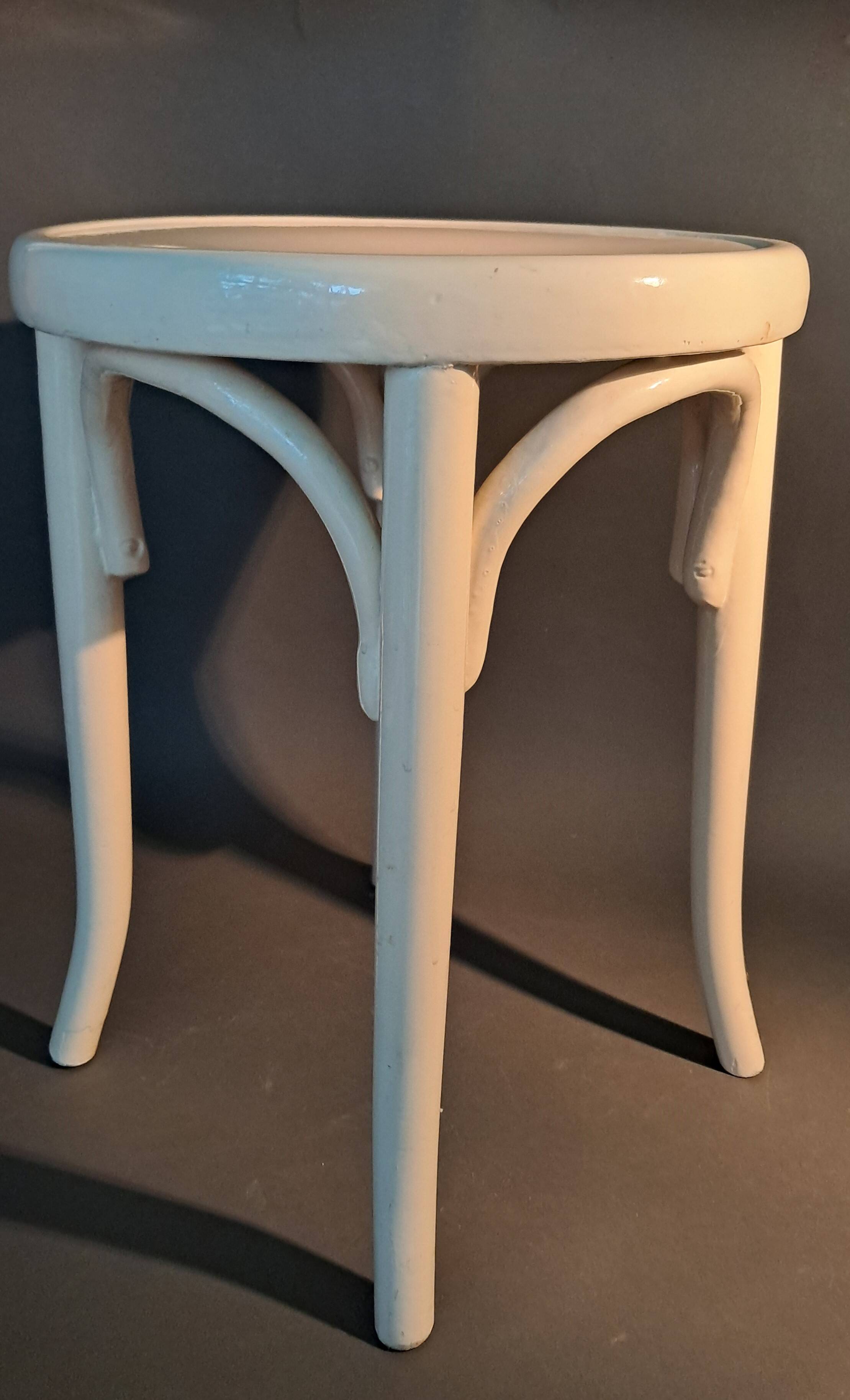 White lacquered beech stool 1950/1960.