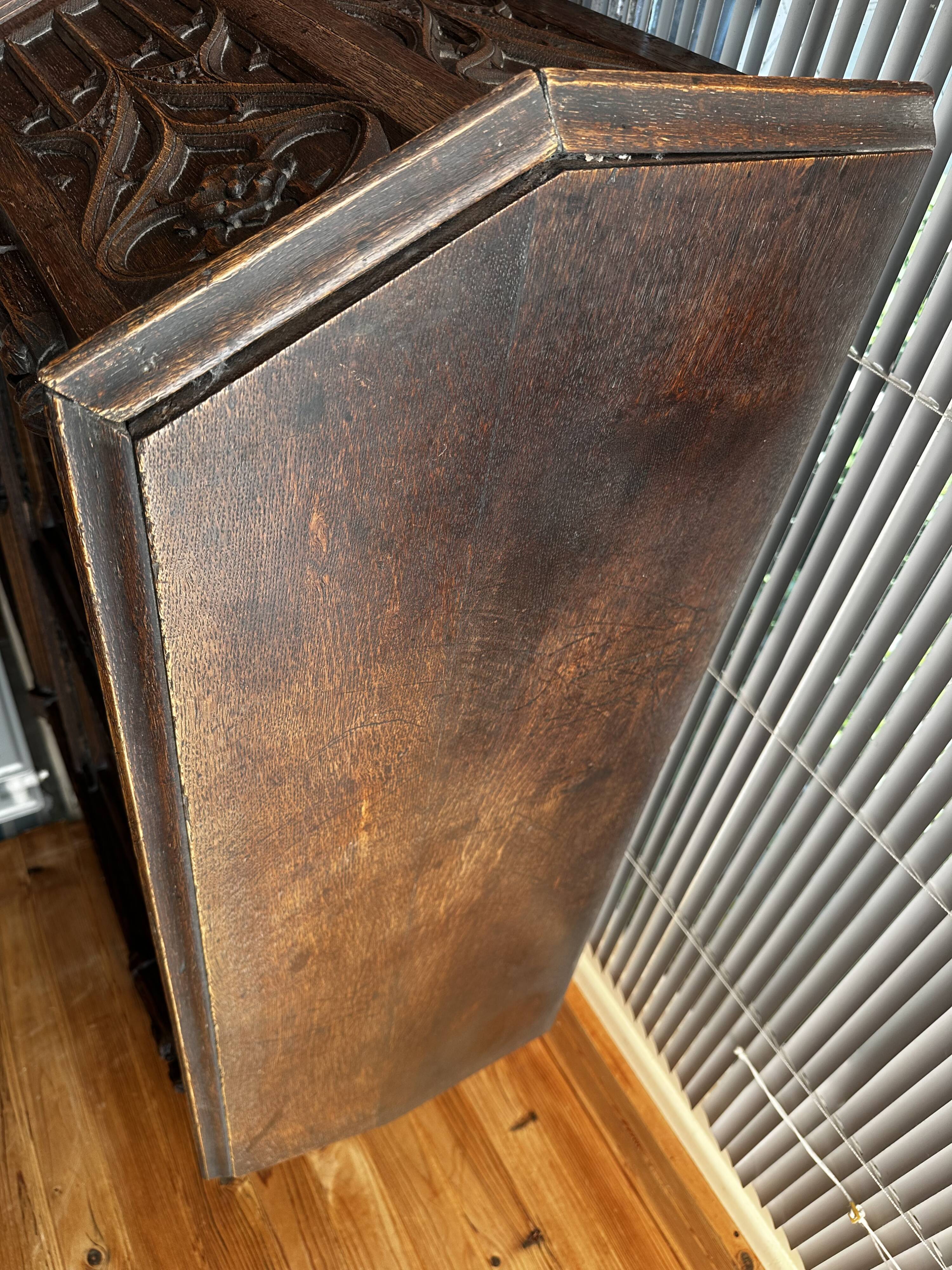 Pair of Gothic style cabinets in dark oak from the 19th century.