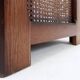 Pair of vintage wooden planters with woven rattan panels - 1970s