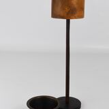 Modern Chandelier by Carl Aubock in Walnut and Leather, Austria, 1950s
