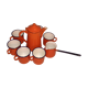 Orange enamelled iron coffee service