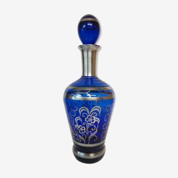 Blue crystal carafe with silver