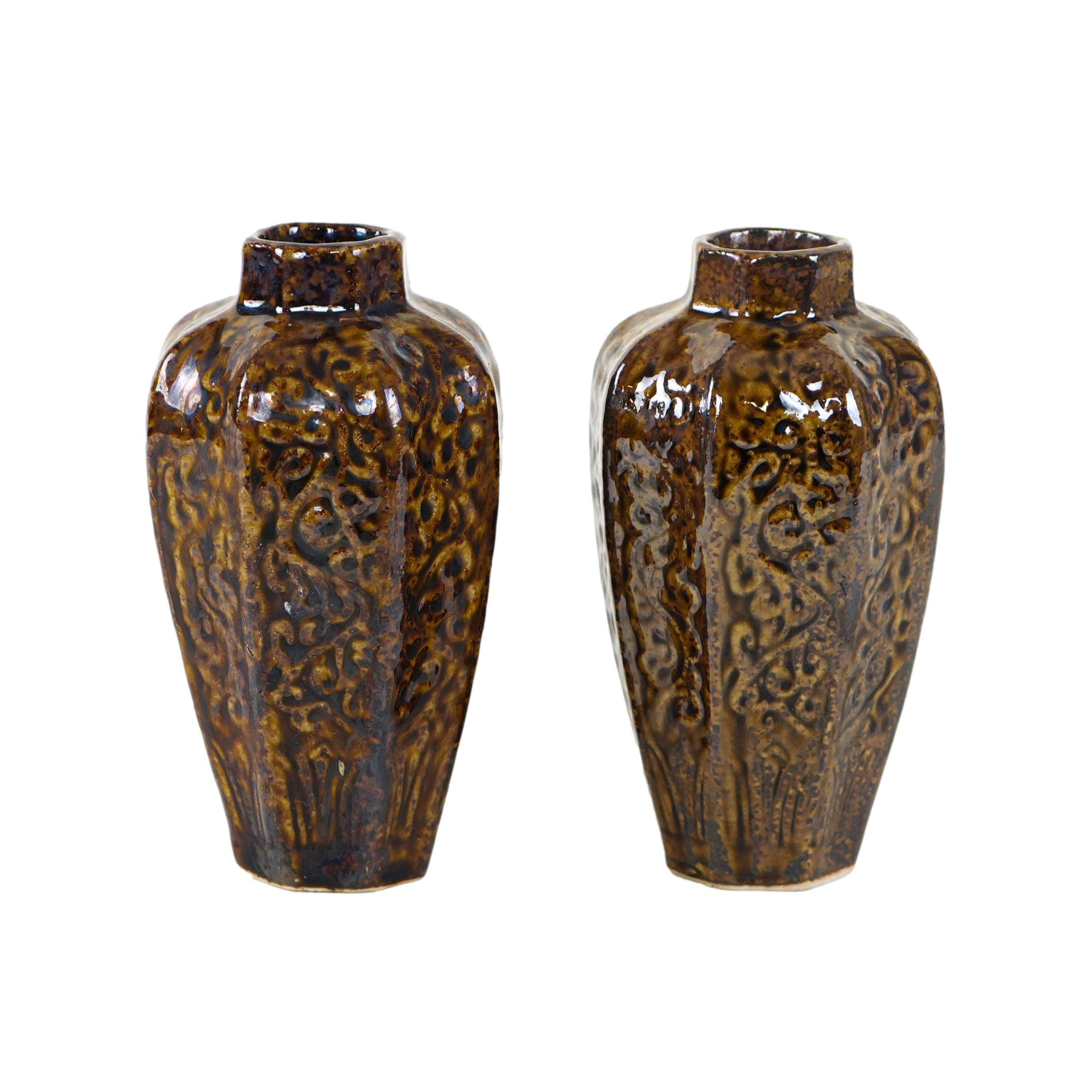 Set of brown ceramic vases, Danish design, 1960s, made in Denmark