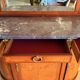 Rare antique buffet with marble, bronze, and marquetry in the Louis XVI style.
