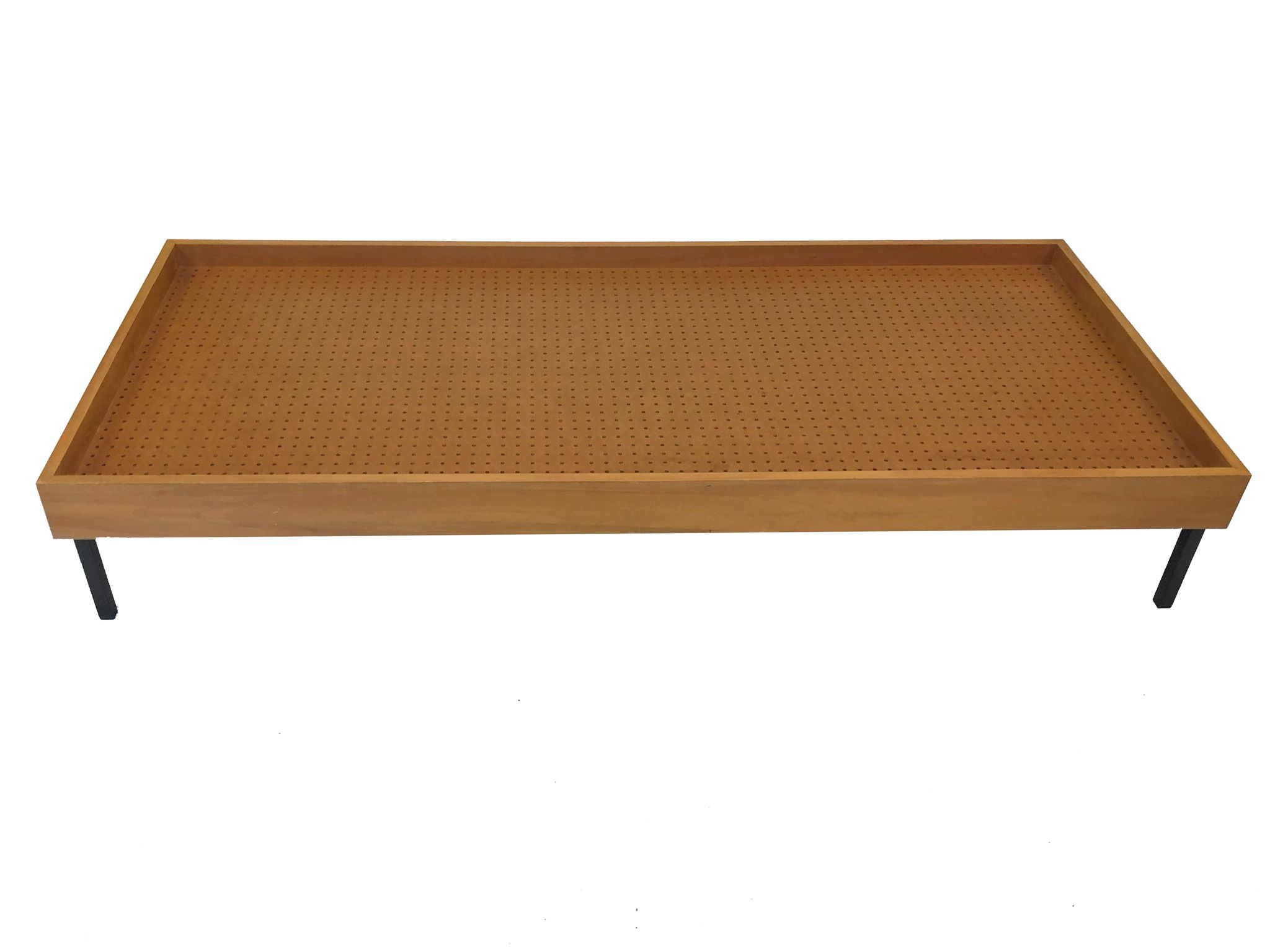 Lit d'appoint vintage en bouleau design métal années 60