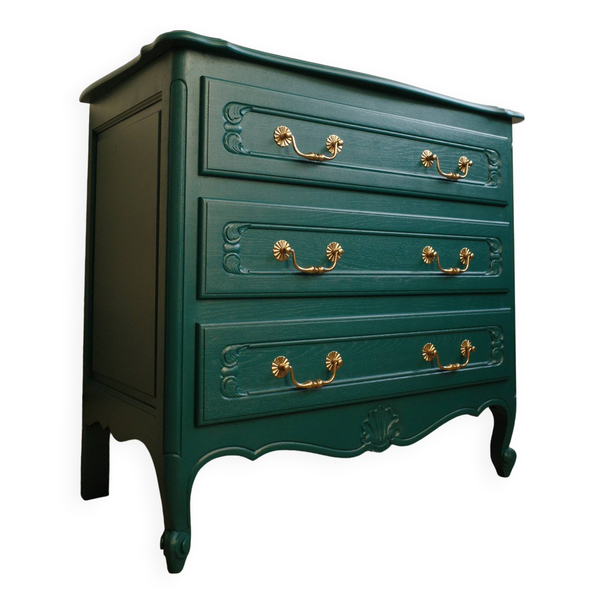 Emerald green vintage dresser revamped