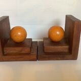 Pair of bookends wood ball yellow art deco