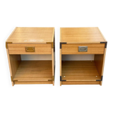 2 Scandinavian wooden boat-style bedside tables