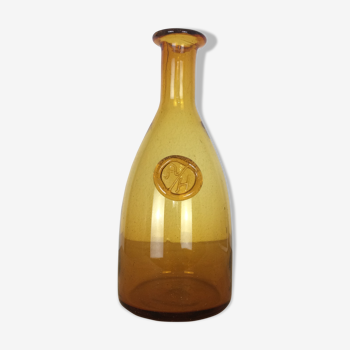 Vase 29 cm jaune en verre bullé