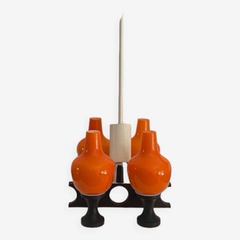 Orange glass 4-burner chandelier