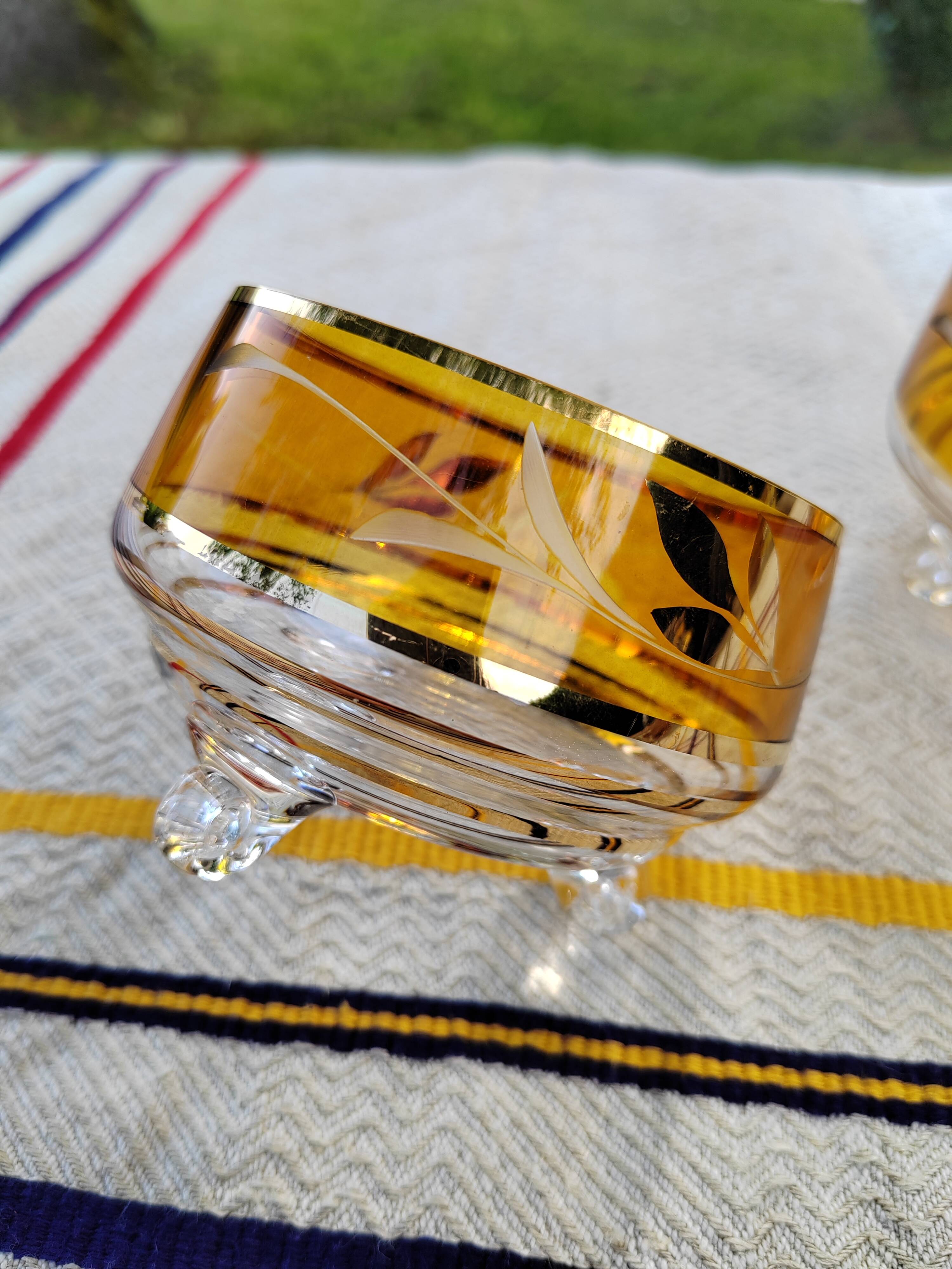 Pair of crystal stemmed bowls