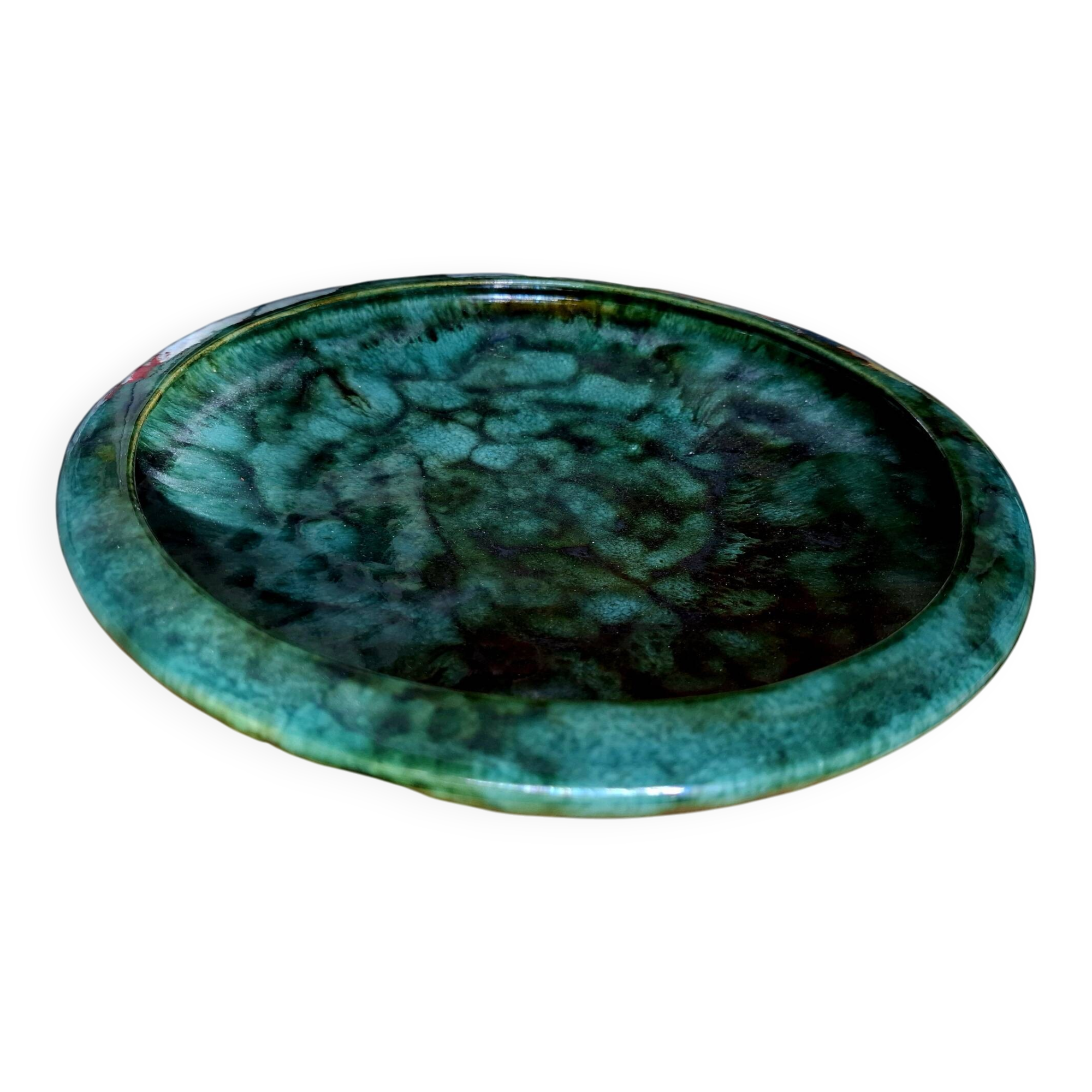 Emerald green ceramic presentation plate Pissareff