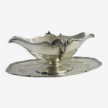 Solid silver gravy boat, Minerva hallmark