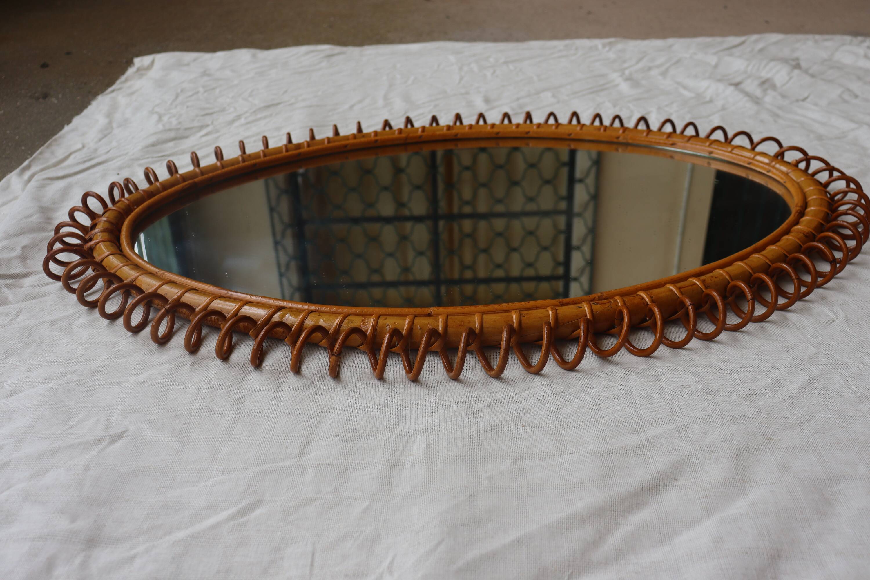 Italian rattan mirror 60's