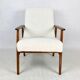 Fauteuil boucle ivoire blanc vintage, années 1970