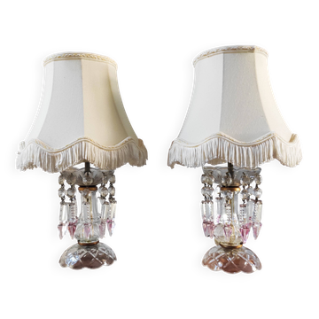 Pair of glass lamps with tassels