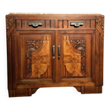 French Art Deco walnut sideboard with marble top (1920s)
