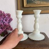 Pair of opaline candlesticks
