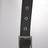 Black leather chair by Giovanni Tommaso Garattoni Italy glass and black leather