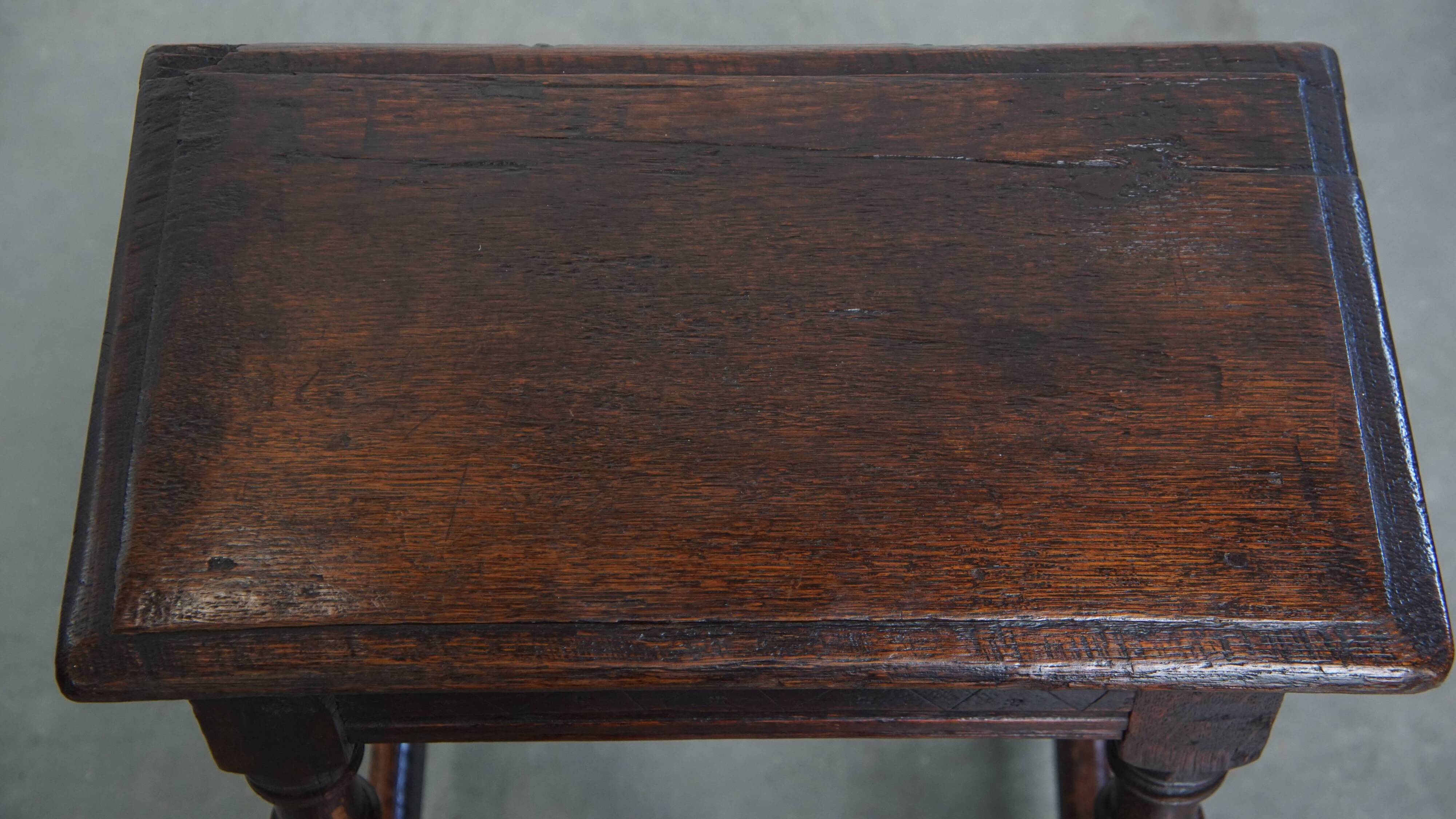 Antique English Oak Joint Stool / Stool from the 17th Century