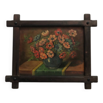 Oil on panel bouquet of tulips