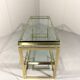 Brass & Bevelled Glass Two Tier Console Table 1970’s