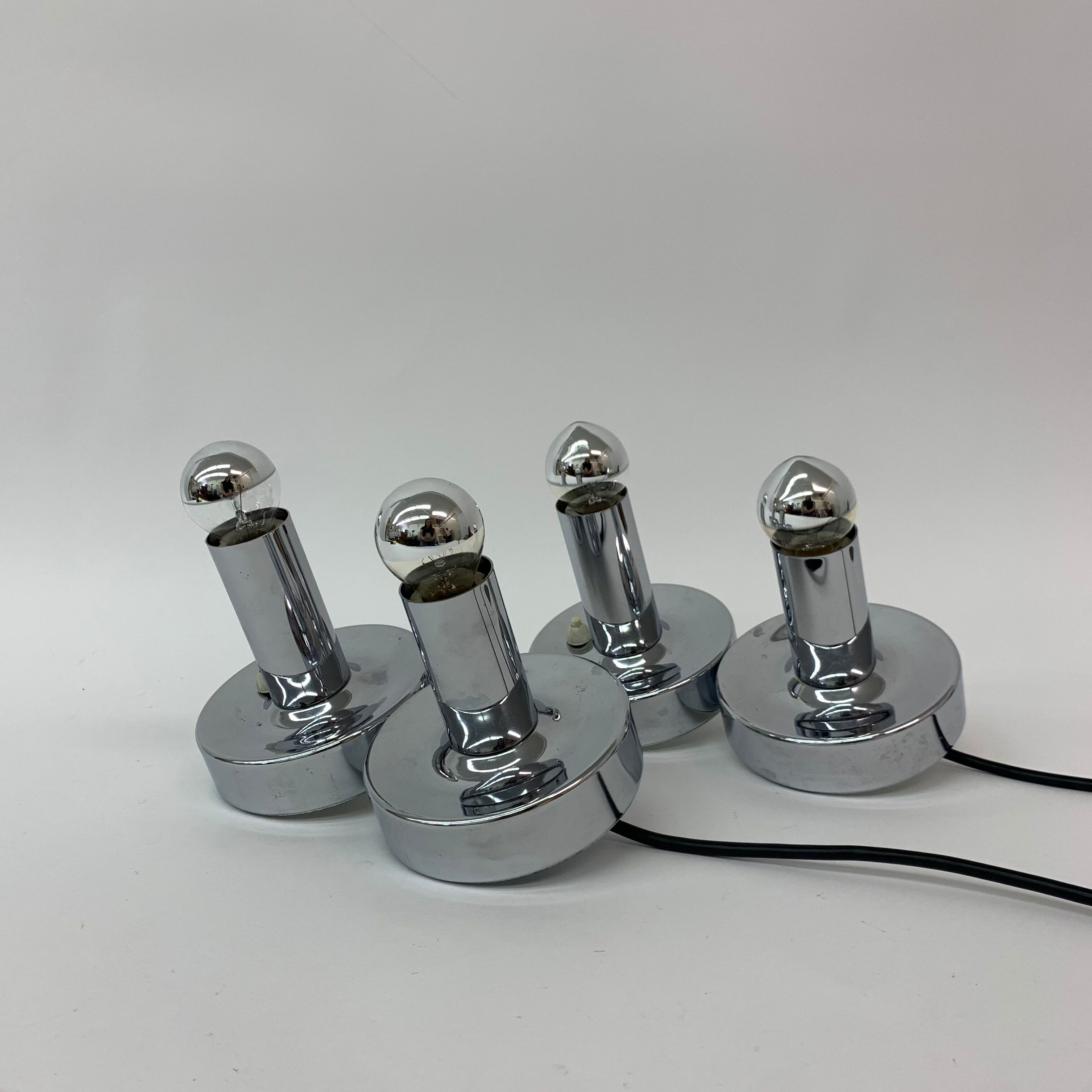 Set of 2 Space age chrome bedside lamps , 1970’s