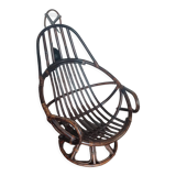 Swivel rattan armchair