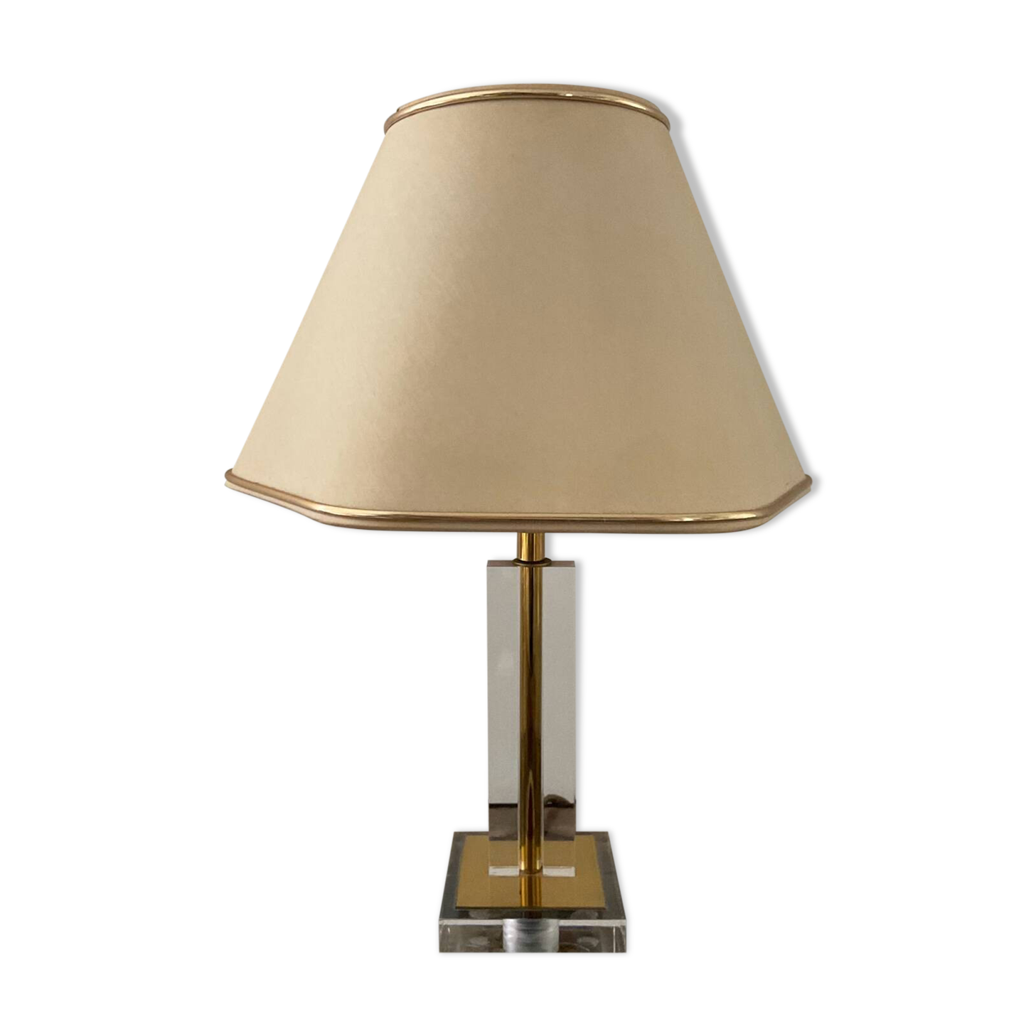 Vintage lucite and brass lamp from the 70s