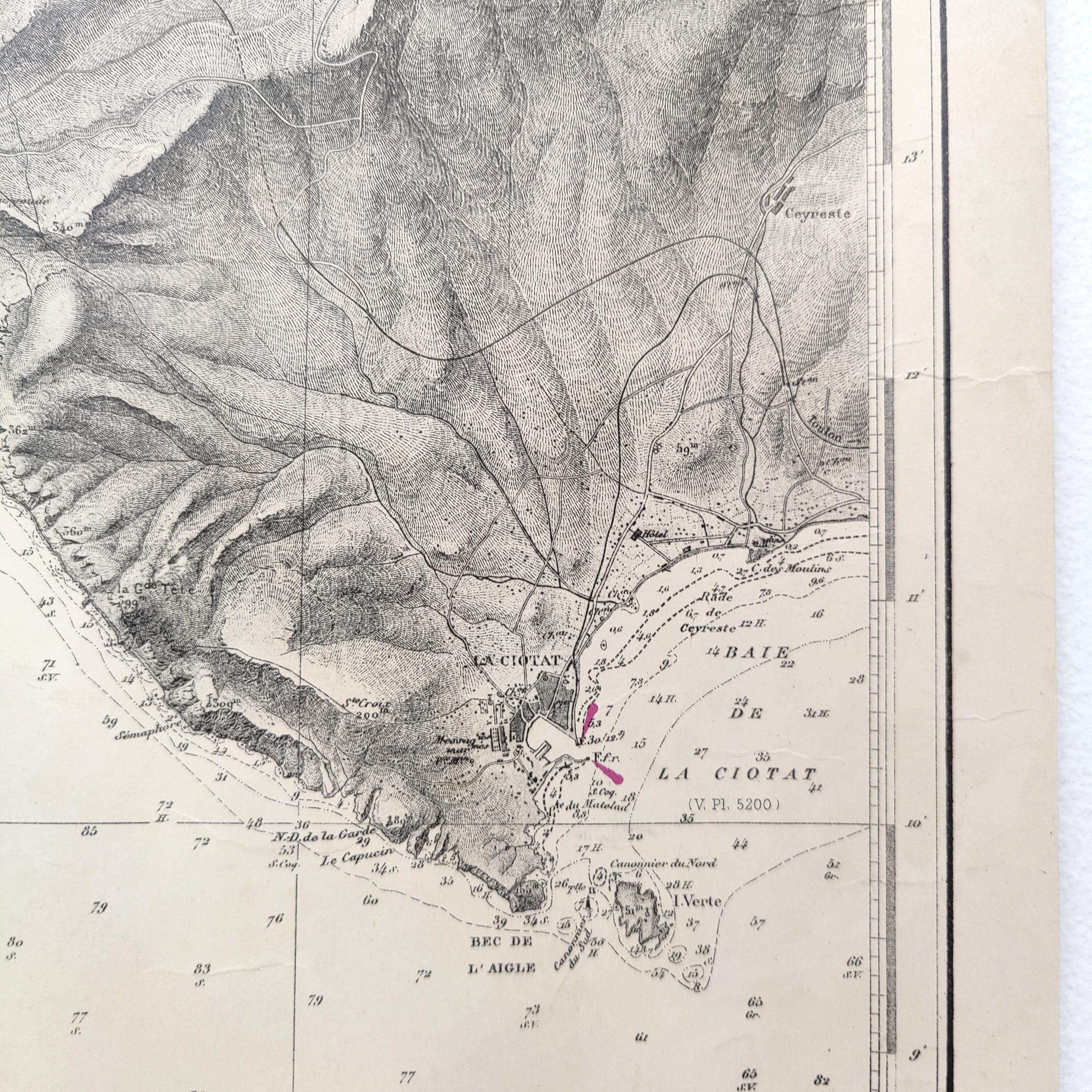 Map of Marseille Méditerranée 1950