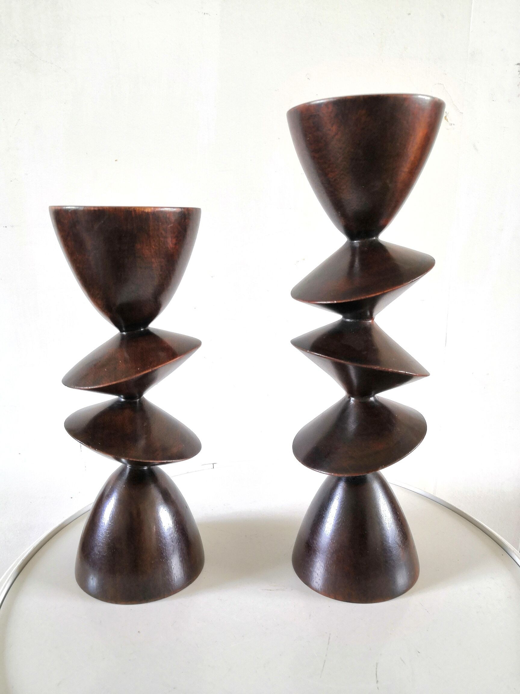 Pair of ebony candle holders design