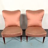 Italian vintage pair of pink club armchairs