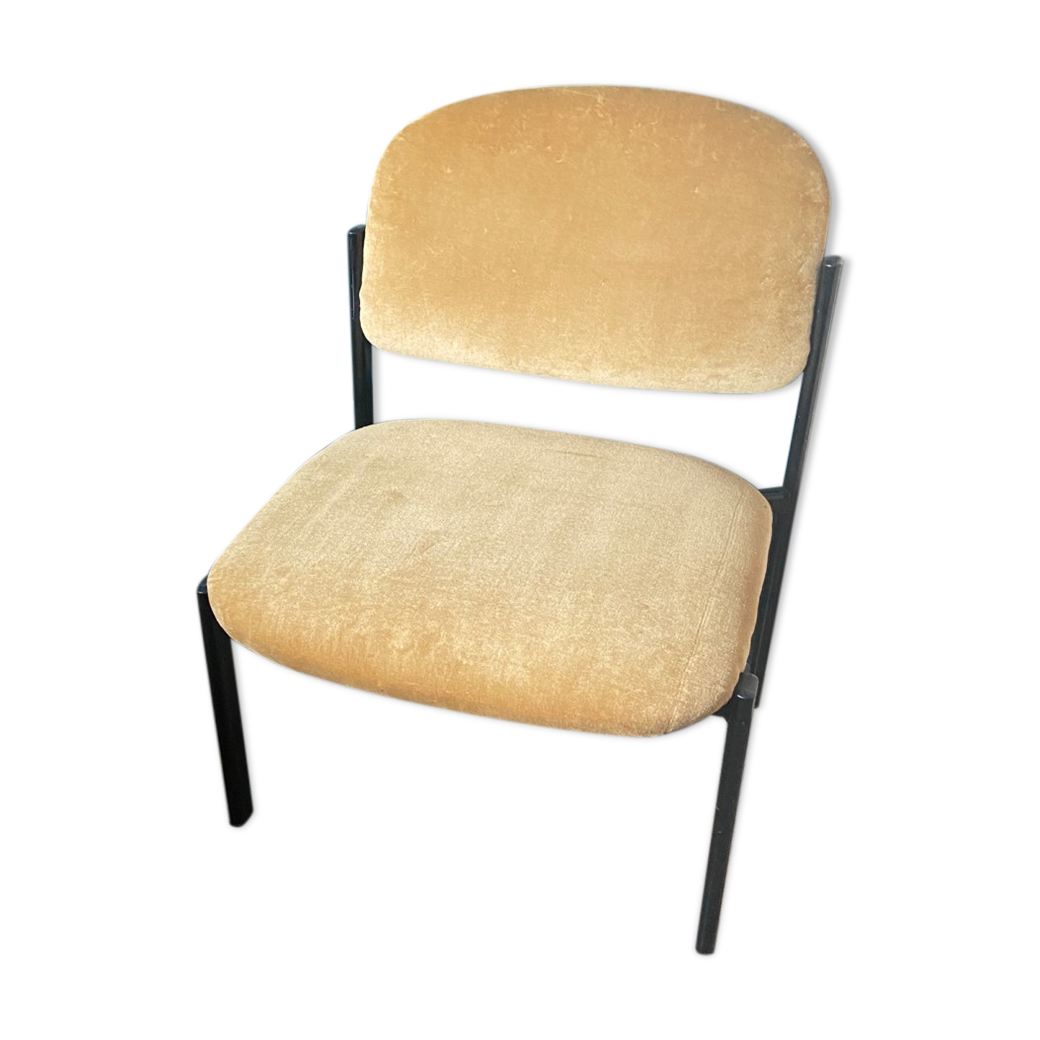 Velvet and metal armchair