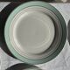 Set of 7 antique flat plates in turquoise earthenware with a gold rim D22