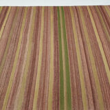 Vintage rug carpet 8.4x4.6 feet 255x142 cm area turkish kilim stripe green purple red rug myk-878