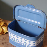 Blue matchbox - old blue enamel sheet box