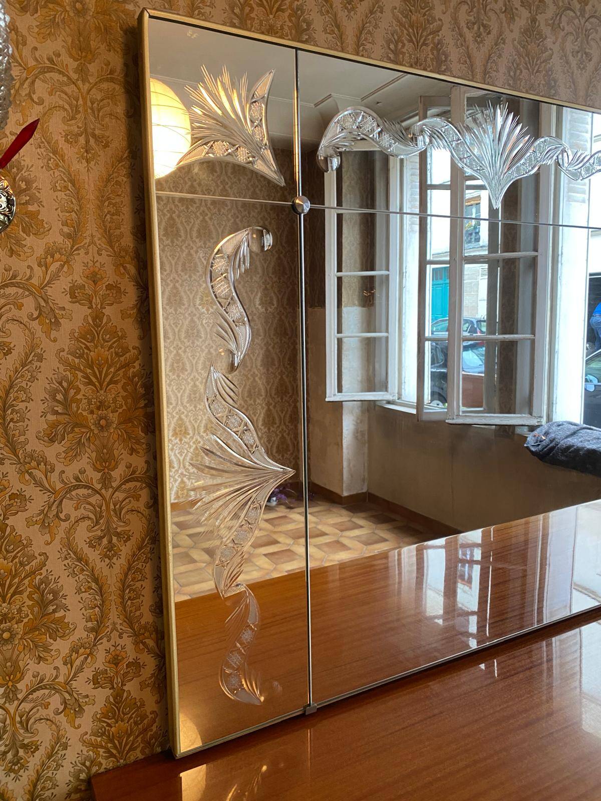 Art Deco sculpted bistro brasserie mirror 1960