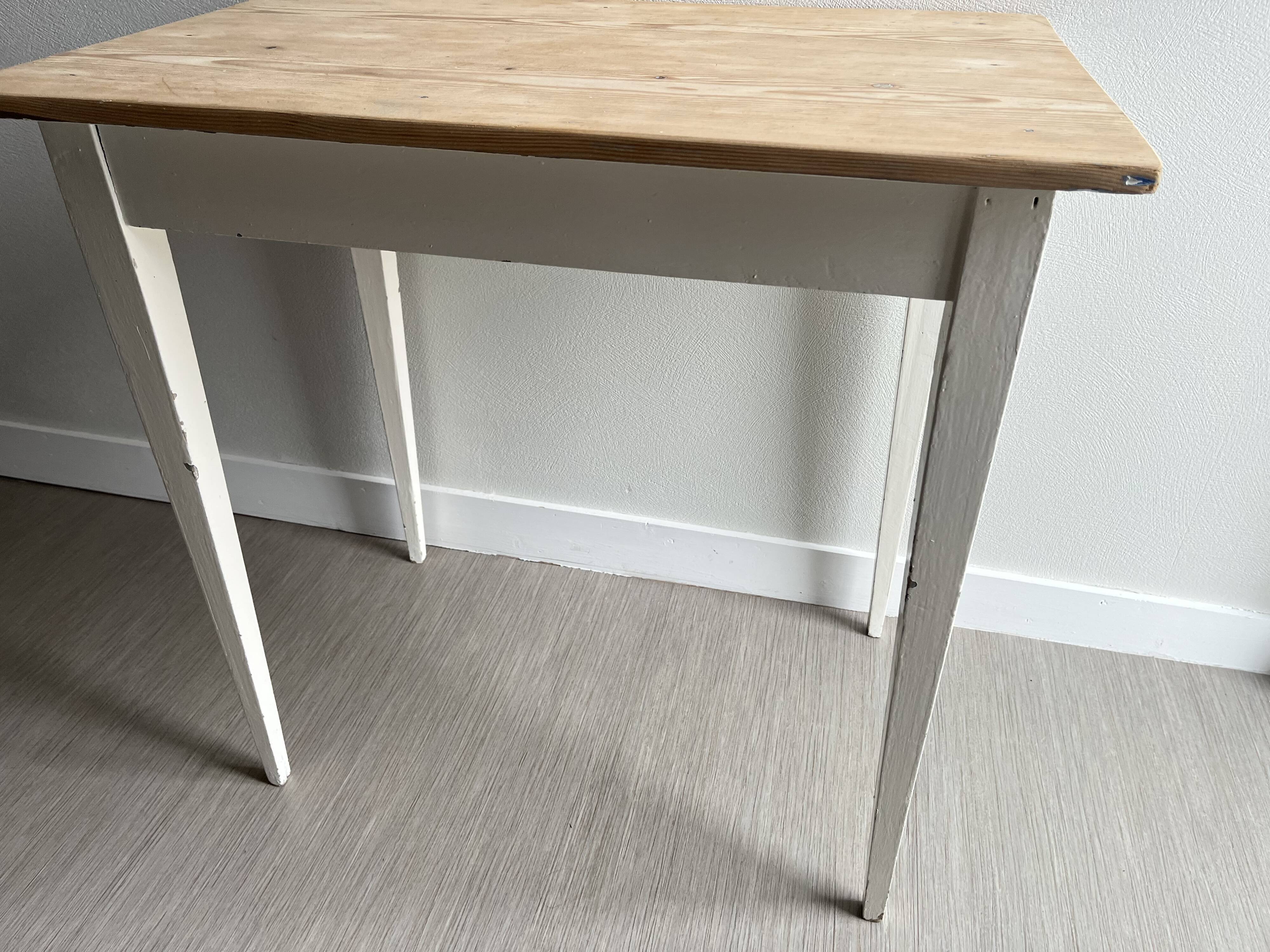 Old white patinated wooden table