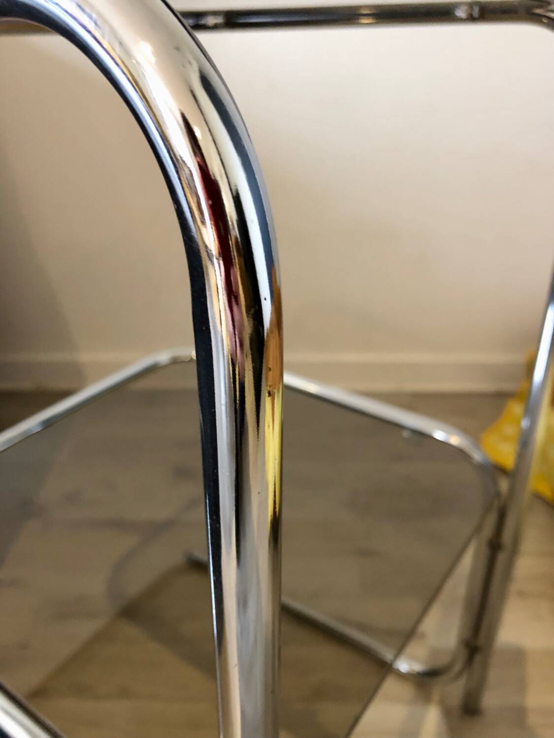 70's chrome pedestal side table